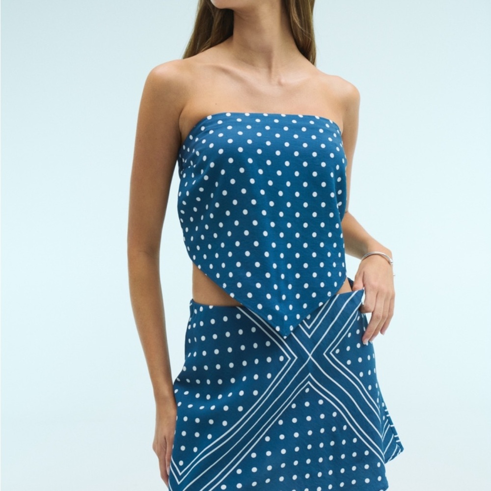 Abercrombie & Fitch Navy Polka Dot wrap top